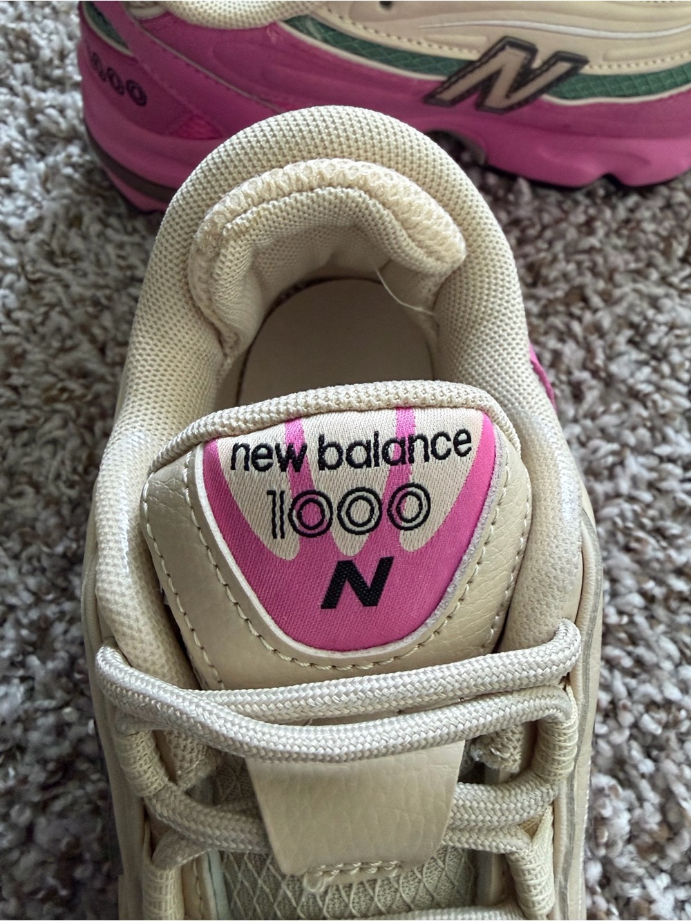 New Balance 1000 Pink Green Cream Running Sneakers - Picture 6 of 10